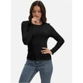 thumbnail image 5 of Womens Pullover Long Sleeve Crewneck Shirts Ribbed Knit Slim Fitted Casual Jumper Tops, 5 of 6