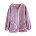 thumbnail image 1 of MeetoTime Womens Pajama Top with Pocket Fall Winter Thick Warm Buttons Wave Long Sleeved Fleece Home Clothes, 1 of 3