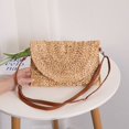 thumbnail image 1 of Xiao Hua Bolso de hombro tejido para mujer, bolso de mano y neceser, elegante bolso de playa de verano, 28 x 2 x 18 cm (caqui)., 1 of 4