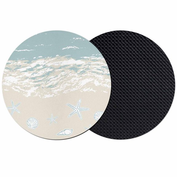 Blue Coastal Starfish Coasters Set of 2, Absorbent Coasters for Drinks, Summer Beach Ocean Abstract Art Coaster for Desk Coffee Table Protection, Home Decor House Warming Gifts 4"