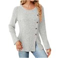 thumbnail image 5 of Scyoekwg Womens Tunic Tops Crew Neck Button Side Split Tunic Sweatshirt Long Sleeve T Shirts Dressy Casual Blouses Fall Tops Trendy Solid Color Loose Lightweight Pullover (Gray,S), 5 of 5