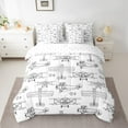thumbnail image 2 of jejeloiu Aircraft Flying 7 Pieces Bedding Comforter Set,Ancient Airplane Print Full Bedding Set,White Gray Fitted Sheet Flat Sheet For Boys Teens,Microfiber Bedroom Decor Reversible, 2 of 8