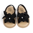 thumbnail image 7 of Infant Baby Girls Summer Sandals with Flower Bowknot Soft Sole Wedding Dress Flats Newborn First Walkers Crib Dress Shoes Black 5M(12), 7 of 7