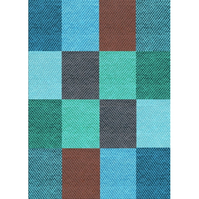Ahgly Company Machine Washable Indoor Rectangle Transitional Bright Turquoise Blue Area Rugs, 6' x 9'
