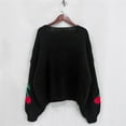 thumbnail image 5 of Womens Tie Front Cardigan Cute Cherry Open Front Y2k Sweater Oversized Chunky Knit Cardigan Tops Black XL, 5 of 7