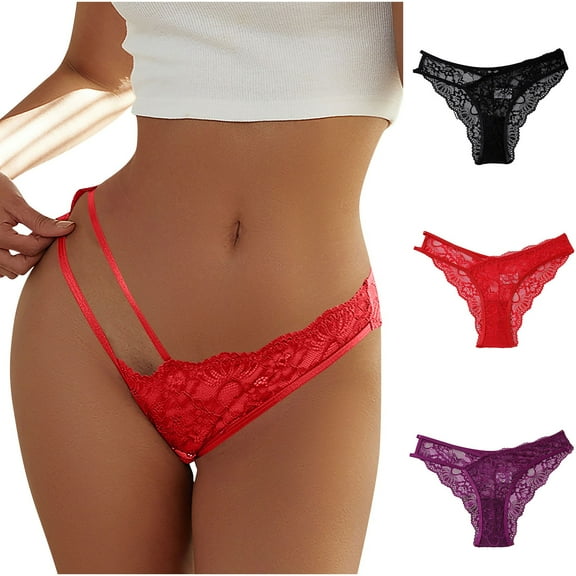 HAOTAGS Women Thong Panties,Breathable Solid Ventilated Causal Thong Panties Red S