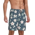 thumbnail image 2 of Naloa Blue Flower Men's Short Pajama Pants, Lounge Comfort Shorts with Elasticized Waistband and Side Pockets - Small, 2 of 9