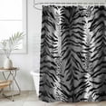 thumbnail image 6 of Polyester Fabric Leopard Stripes Shower Curtain, Vintage Black White Animals Texture Waterproof Bathtub Curtain Bathroom Decor Set with Hooks 60 x 72 Inches, 6 of 6