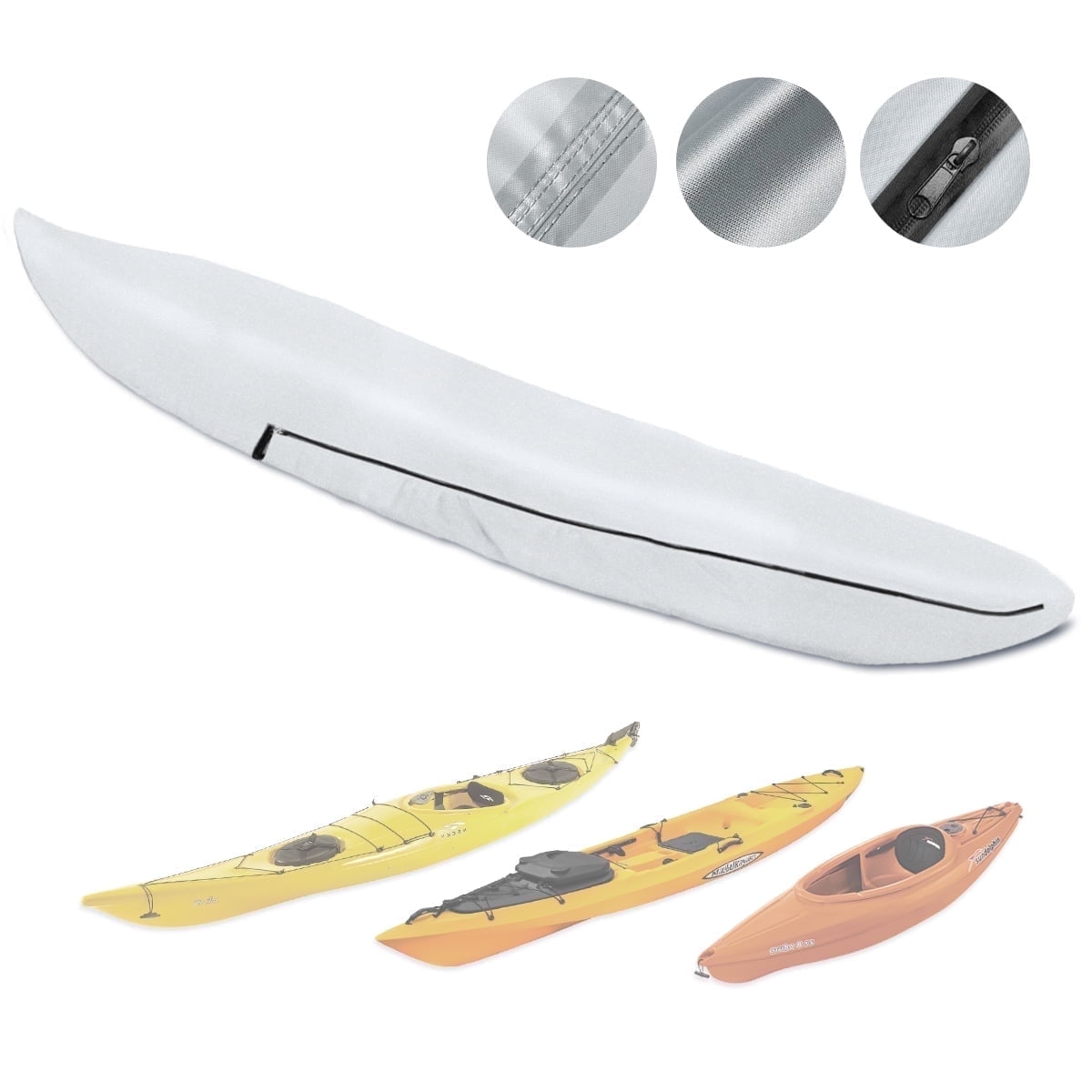 UPF 50+ Kayak Cover, Dustproof Canoe Cover for Outdoor Storage, 420D Waterproof Kayak Cover for Fishing Boat, Gray (Silver, 10ft)