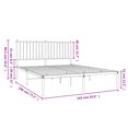 thumbnail image 4 of vidaXL Metal Bed Frame with Headboard White 135x190 cm Double, 4 of 5