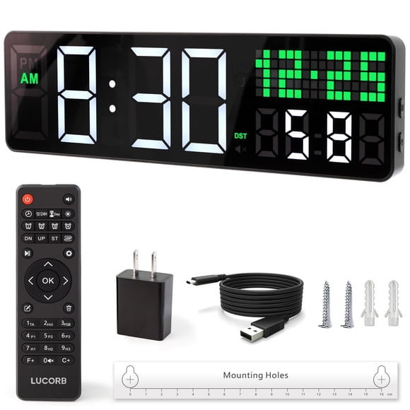 Cronómetro de gimnasio LUCORB digital de pared de 30 cm con mando a distancia