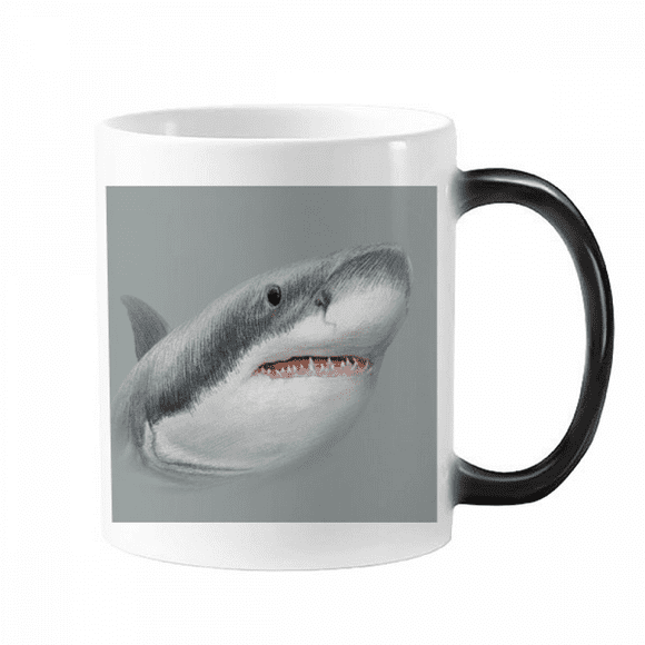 Sharks Roam Ocean Hunt Art Deco Fashion Mug Changing Color Cup Morphing Heat Sensitive 12oz