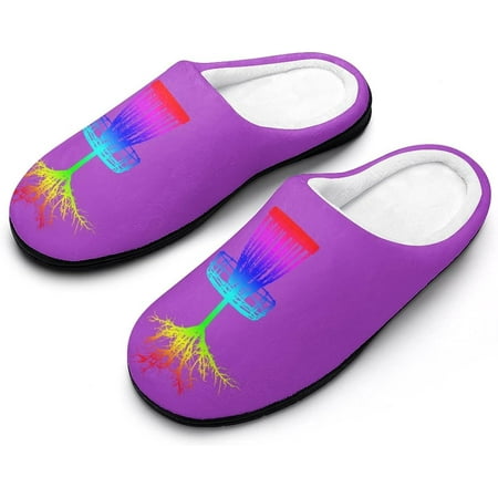 

Rainbow Disc Women s Cotton Slippers Funny Printed Non Skid Rubber Soles
