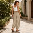 thumbnail image 6 of Women's Casual Elastic High Waisted Boho Harem Pants.Baggy Balloon Pants,Barrel Pants with Pockets,Comfortable,Lounge,Yoga,Travel,Vacation Outfits,Lightweight Beach Pants, 6 of 7
