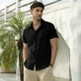 thumbnail image 6 of HAOMEILI Men's Casual Button Down Shirts Short Sleeve Textured Summer Beach Shirt with Pocket, 6 of 6