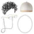 thumbnail image 4 of Wigs for Women Old Lady Costume for Kids 100 Days of School Bun Wig Glasses Wig Cap Pearl Necklace Accessories Wigs Human Hair Lace Front Wigs Back to Dorm for wedding, 4 of 4