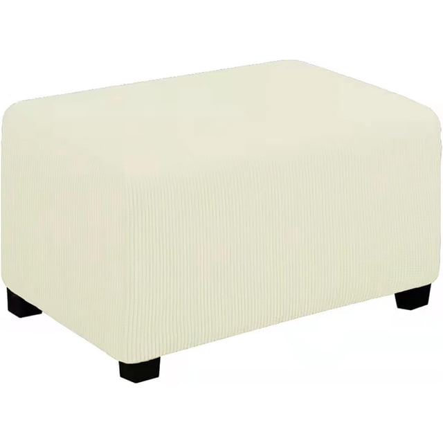 Ottoman Cover Rectangle, Stretch Ottoman Cover Folding Storage Covers Ottoman Slipcovers for Rectangle and Square Ottoman Machine Washable (Beige Medium)