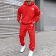 thumbnail image 4 of Men's Suits Product Title for Men Casual Solid Two Piece Hooded Sports Set with Raglan Sleeve Drawstring Pant Set, 4 of 5