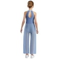 thumbnail image 2 of TTAO One Piece Rompers Overall for Girls Rhinestones Dance Bodysuit Disco Party Wide Leg Pants Playsuit Dusty Blue 14, 2 of 7
