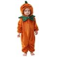 thumbnail image 2 of Toddler Kids Boys Girls Cute Fleece Romper Jumpsuit Teens Long Sleeve Thermal Outfit With Pocket Girls Soft Zipper Hooded Bodysuit Spring Comfortable Outwear Onesie Orange 13-18 Months, 2 of 7