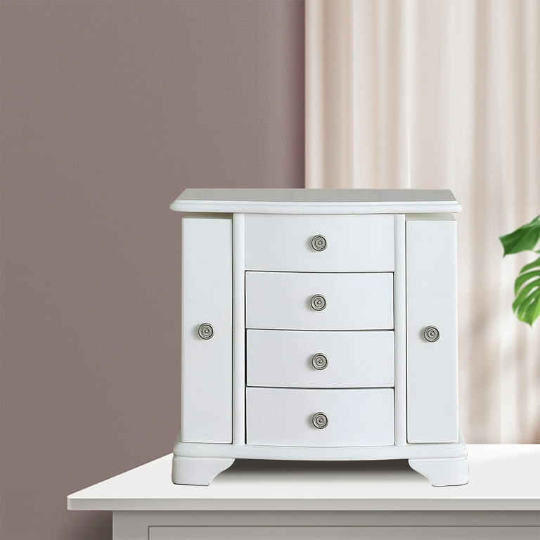 Wooden Jewelry Box White With Drawers Zoey Girls White Wooden