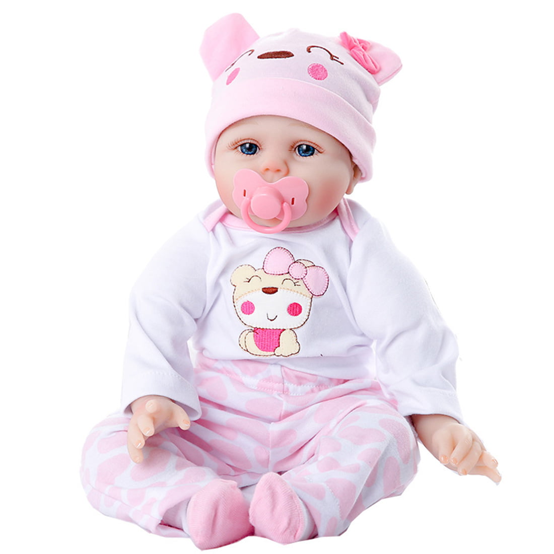22 Inches Cute Sweet Reborn Baby Doll Silicone Doll Set Cloth Body Doll (Clothing As Shown