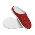 thumbnail image 3 of Daiia Red Glitter Print Women’s Fuzzy Slippers Memory Foam Lightweight House Shoes Cozy Loafer Flannel House Shoes-37/38, 3 of 7