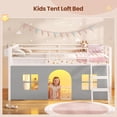 thumbnail image 4 of Toogaho Twin Size Low Loft Bed with Bookshelf & 5 Storage Drawers & LED Lights,Metal Loft Frame with Under-Bed Play Space & Guardrail,White, 4 of 9