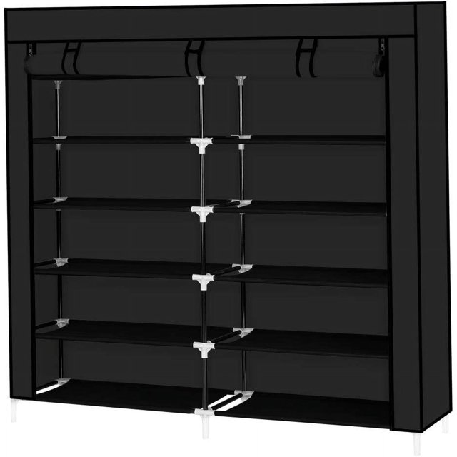 9 Tier 9 Lattices Non Woven Fabric Shoe Rack,Free Standing Shoe Racks,Shoes Racks Organizer for Closet,Stackable Shoe Rack,with Side Pocket,for Doorway, Corridor, Balcony, Living Room (Grey)