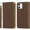 thumbnail image 6 of for iPhone 11 Wallet Case with RFID Blocking Card Slots Holder and Wrist Strap,Flip Folio Magnetic Closure,Kickstand,Genuine Leather Cover Case for iPhone 11 6.1",Brown, 6 of 16