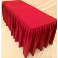 thumbnail image 2 of 4' Fitted Polyester Double Pleated Table Skirting Cover w/Top Topper 21 COLORS", (Color: Red), 2 of 4