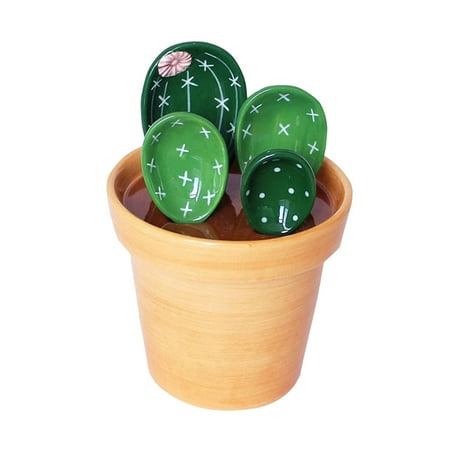 

Cactus Measuring Cup | Cute Small Cactus Measuring Spoons and Cups Green | Cute Cactus Shape Measuring Spoons and Cups with Base for Women Plant Lovers