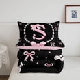thumbnail image 5 of meiyoeat Pink Coquette Bowtie Full Size Comforter Sets For Girls,Kids Personalized Letter S Print Bedding Comforter Set,Pink Reversible,3pcs, 5 of 7