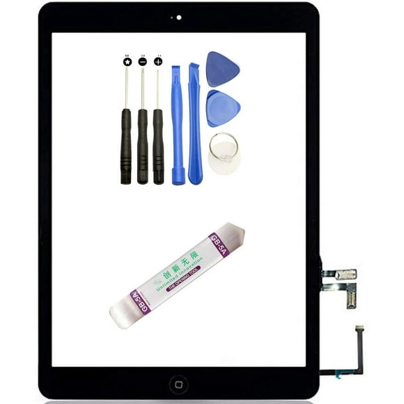 NuFix Replacement for iPad Air Digitizer Touch Screen Front Touch Glass Assembly Replacement - with Home Button Camera