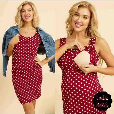

Women s Nursing Dress Red Polka Dot