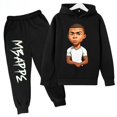 thumbnail image 2 of Conjunto de sudadera y pantalones con estampado de Mbappé para niños, primavera y otoño de 2024, conjunto de ropa deportiva de 2 piezas para niños y niñas, ropa para niños, 2 of 5