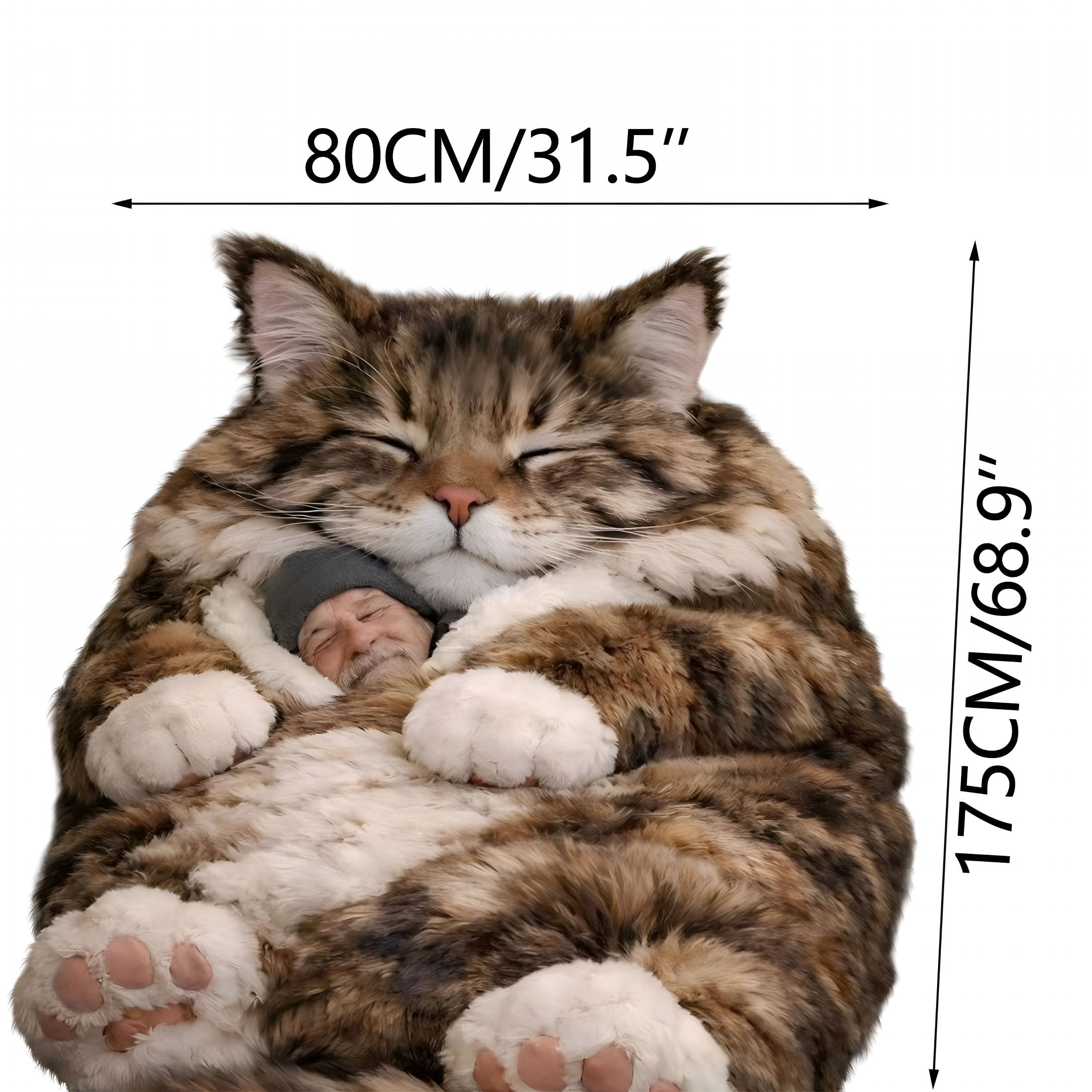 AUQ Cute Cat Sleeping Bags for Adults Kids Backpacking Hiking Camping Microfiber Liner,70"X32" Cold Warm Weather 4 Seasons Indoor Outdoor Use,Lightweight And Waterproof,Warm Gifts