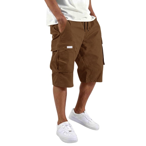 Cargo Shorts for Men Plus Size Comfy Casual Workout Shorts Summer Big and Tall Multi Pockets Athletic Shorts Brown 4XL