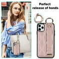 thumbnail image 6 of Allytechgroup 2024 New Trendy Back Case Cover for Apple iPhone 12/ iPhone 12 Pro, Premium PU Leather Luxury Design with Ring Holder Stand Bracket Bumper Shockproof Phone Case for Girls Women, Rosegold, 6 of 8