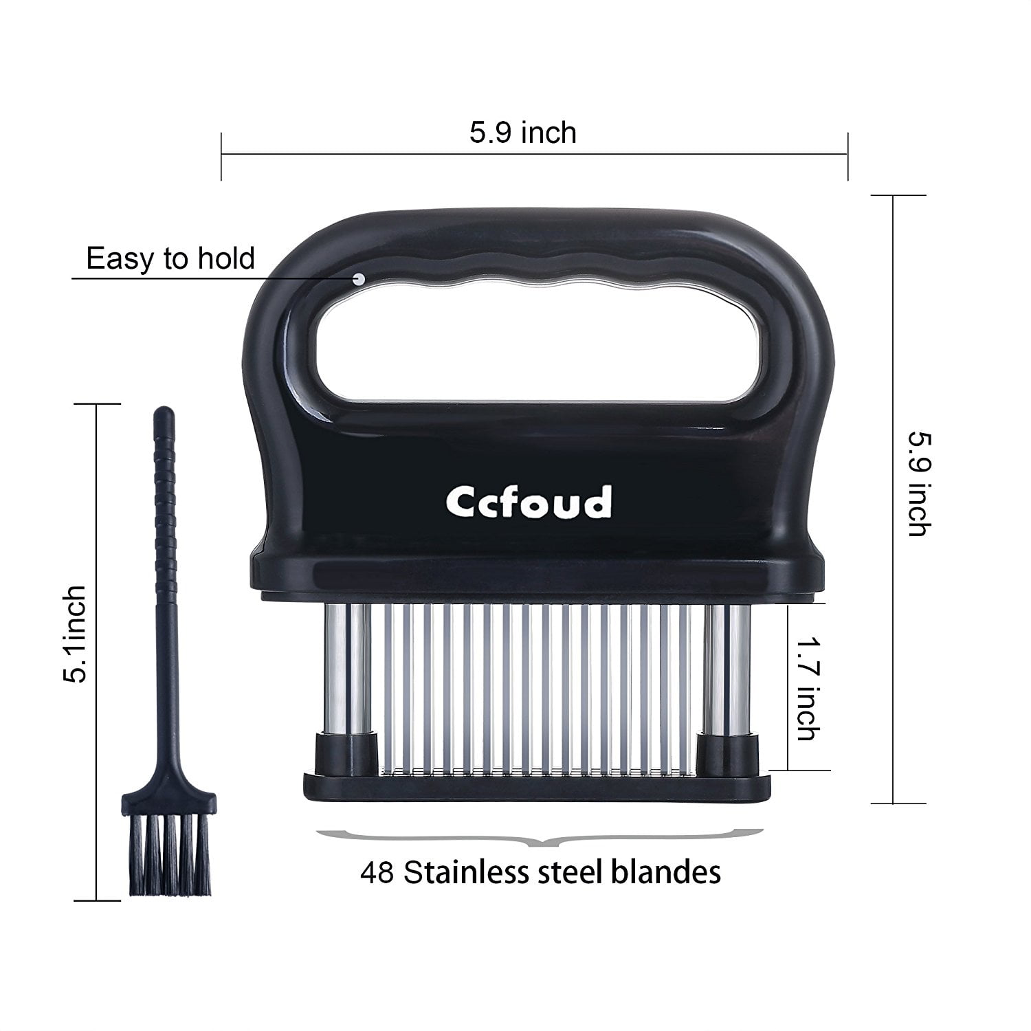48 Stainless Steel Ultra Sharp Needle Blade Kitchen Tenderizer for Tenderizing Steak Marinade /& Flavor Maximizer Kitchen Accessories Cykelar Meat Tenderizer Tool with Holder Beef Black
