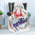 thumbnail image 4 of Inspirational Soft Flannel Fleece Throw Blanket, Think Positive Calligraphic Art Floral Swirls Optimistic Life Words, Cozy Plush for Indoor and Outdoor Use, 50" x 70", Multicolor, by Ambesonne, 4 of 5