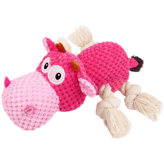 Dog Plush Toy for Small and Medium Breed, Indestructible Dog Squeaky Toys,Stuffed Animals Toys with Cotton Material and Crinkle Paper, Durable Chewing Toys,Pink