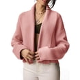thumbnail image 2 of Open Front Solid Color Women Long Sleeve Shawl Neckline Knit Crop Cardigan, 2 of 6