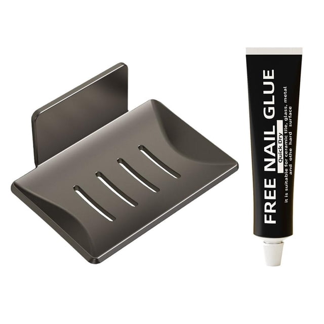 CAIROYAR Jabonera sin perforaciones, soporte para pared, caja para esponja y jabón con drenaje para jabonera+