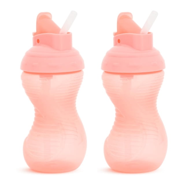 Pajita plegable Munchkin Mighty Grip 300 ml Paquete de 2 Coral