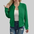 thumbnail image 2 of felwors 2025 Bomber Jacket Women Textured Lightweight Zip Up Jackets Casual Stand Collar Zipper Coat Fall Fashion Outerwear Top Green, M, 2 of 6