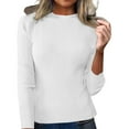 thumbnail image 3 of MIASHUI Chandail-Over Ajusté à Col Rond pour Femmes, Couche de Base à Manches Longues pour Tenues Décontractées et Intelligentes Blanc, TG, 3 of 8