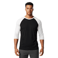 thumbnail image 2 of BELLA + CANVAS Men's Baseball T-Shirt, 3/4 Sleeve Raglan Tee, Soft Cotton Blend, Black/ White, S, 2 of 5