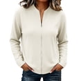 thumbnail image 2 of ZunFeo Corduroy Shacket for Women - Stand Collar, Zip Up, Lightweight Relaxed Fit, White,Size 3XL, 2 of 6