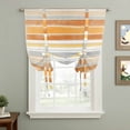 thumbnail image 2 of Orange Nordic Style Stripes Tie Up Curtains for Kitchen Windows,Adjustable Rod Pocket Valance 54 Inch Long, Orange Grey Texture Window Treatment Balloon Roman Blind Shade, 42" x 54", 2 of 9